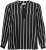 Kaffe Curve Sida Blusa Preto/Giz À Riscas - Blusas e Túnicas - 