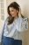 Kaffe Curve Lenia Flounce Shirt Powder Blue Stripe - Camisas - 