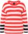 Ulla Popken Mixed Stripe Long Sleeve Sweater Hibiscus Red - Sweatshirts & hoodies - 