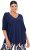 Ulla Popken Oversized 3/4 Sleeve V-Neck Sweater Navy - Sweatshirts & hoodies - 
