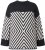 Ulla Popken Graphic Stripe Long Sleeve Turtleneck Sweater Black - Sweatshirts & hoodies - 