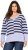 Ulla Popken Split Stripe Long Sleeve V-Neck Sweater Blue Grey - Sweatshirts & hoodies - 