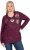 Ulla Popken Metallic Print Extra Soft Christmas Sweatshirt Dark Wine Red - Sweatshirts & hoodies - 