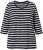 Ulla Popken Striped 3/4 Sleeve A-Line Tee Black - T-shirts - 