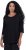 Ulla Popken Flower Epaulet 3/4 Sleeve Top Black - T-shirts estampadas para mulher - 