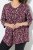Ulla Popken Ribbon Print 3/4 Sleeve Asymmetric Tee Plum - T-shirts estampadas para mulher - T-shirts Estampadas para Mulher