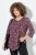 Ulla Popken Ribbon Print 3/4 Sleeve Asymmetric Tee Plum - T-shirts estampadas para mulher - T-shirts Estampadas para Mulher