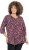 Ulla Popken Ribbon Print 3/4 Sleeve Asymmetric Tee Plum - T-shirts estampadas para mulher - 