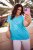 Ulla Popken Metallic Animal Cap Sleeve Graphic Tee Deep Aqua - T-shirts estampadas para mulher - 