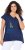 Ulla Popken Half-Sleeve A-line V-Neck Boat Pattern T-Shirt Ink Blue - T-shirts estampadas para mulher - 