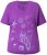 Ulla Popken Marine Print Short Sleeve Tee Purple - T-shirts estampadas para mulher - 