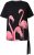 Ulla Popken Flamingo Short Sleeve Graphic Tee Black - T-shirts estampadas para mulher - 