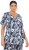 Ulla Popken Feather Print Short Sleeve V-Neck Tee Ink Blue - T-shirts estampadas para mulher - 
