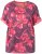 Ulla Popken Quick Drying Flower Print Short Sleeve Tee Dark Cherry - T-shirts estampadas para mulher - 