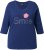 Ulla Popken Smile Rhinestone 3/4 Sleeve Graphic Tee Ink Blue - T-shirts estampadas para mulher - 