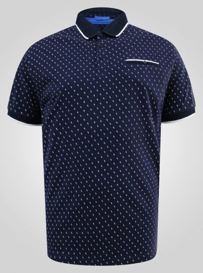 D555 Reid AOP Polo With Jacquard Collar, Pocket And Cuffs Azul-marinho - Pólos - Pólos Tamanhos Grandes Homem