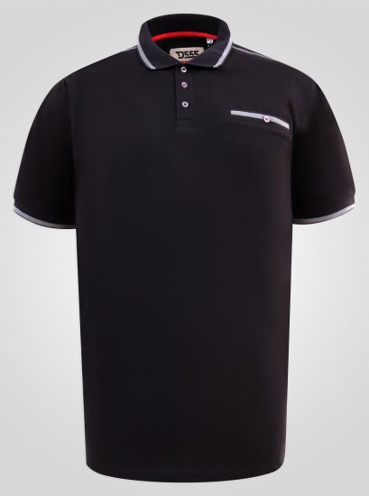 D555 Potts Jersey Polo With Jacquard Collar & Cuffs Preto - Pólos - Pólos Tamanhos Grandes Homem