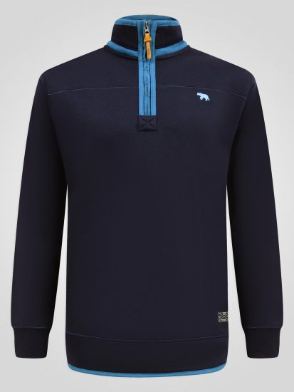 D555 Conway 2 1/4 Zip Neck Fleece Sweatshirt With Bear Logo Azul-marinho - Sweatshirts & hoodies - Sweatshirt & Camisolas com Capuz tamanhos grandes