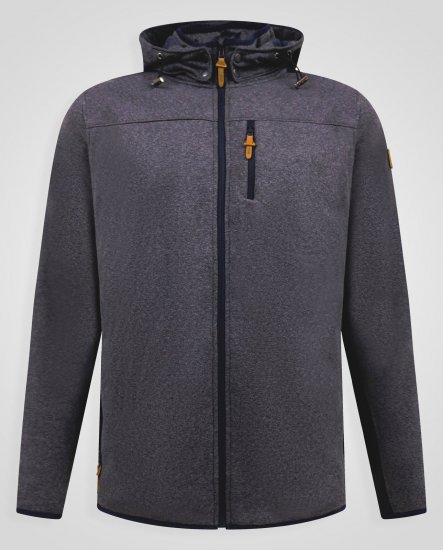 D555 Conrad Detachable Hood Bonded Fleece Zip Through Hoody TALL Azul-marinho - TALL camisolas - Sweatshirts TALL para Homem Alto
