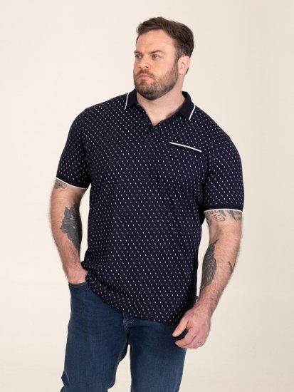 D555 Reid AOP Polo With Jacquard Collar, Pocket And Cuffs Azul-marinho - Pólos - Pólos Tamanhos Grandes Homem