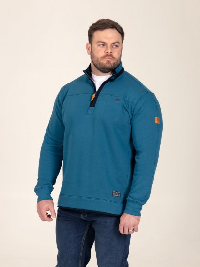 D555 Conway 1 1/4 Zip Neck Fleece Sweatshirt With Bear Logo Teal - Sweatshirts & hoodies - Sweatshirt & Camisolas com Capuz tamanhos grandes