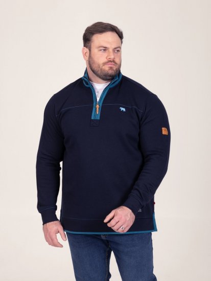 D555 Conway 2 1/4 Zip Neck Fleece Sweatshirt With Bear Logo Azul-marinho - Sweatshirts & hoodies - Sweatshirt & Camisolas com Capuz tamanhos grandes