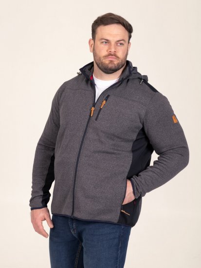 D555 Conrad Detachable Hood Bonded Fleece Zip Through Hoody TALL Azul-marinho - TALL camisolas - Sweatshirts TALL para Homem Alto