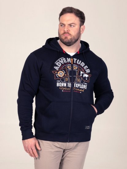 D555 Hector Adventurer Printed Zip Through Hoody Azul-marinho - Sweatshirts & hoodies - Sweatshirt & Camisolas com Capuz tamanhos grandes