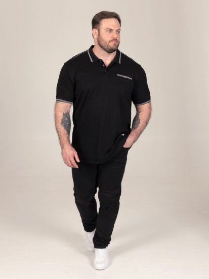 D555 Potts Jersey Polo With Jacquard Collar & Cuffs Preto - Pólos - Pólos Tamanhos Grandes Homem
