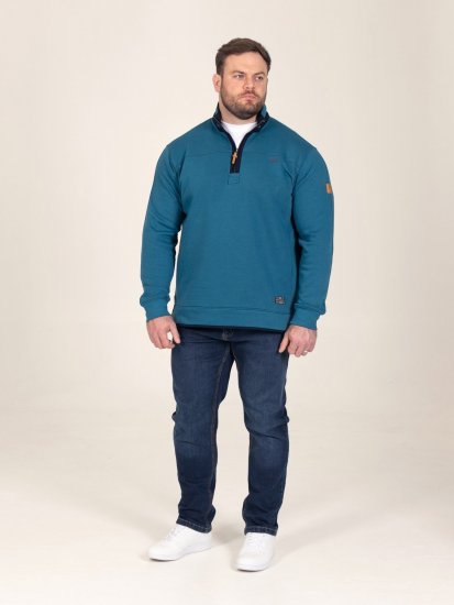 D555 Conway 1 1/4 Zip Neck Fleece Sweatshirt With Bear Logo Teal - Sweatshirts & hoodies - Sweatshirt & Camisolas com Capuz tamanhos grandes