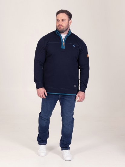 D555 Conway 2 1/4 Zip Neck Fleece Sweatshirt With Bear Logo Azul-marinho - Sweatshirts & hoodies - Sweatshirt & Camisolas com Capuz tamanhos grandes