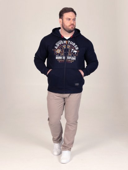 D555 Hector Adventurer Printed Zip Through Hoody Azul-marinho - Sweatshirts & hoodies - Sweatshirt & Camisolas com Capuz tamanhos grandes