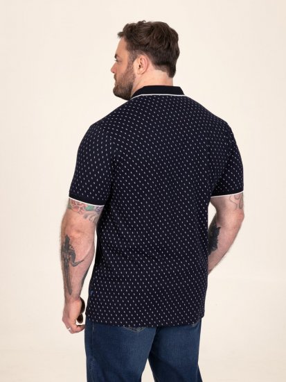 D555 Reid AOP Polo With Jacquard Collar, Pocket And Cuffs Azul-marinho - Pólos - Pólos Tamanhos Grandes Homem