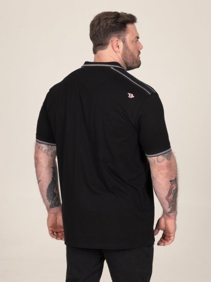 D555 Potts Jersey Polo With Jacquard Collar & Cuffs Preto - Pólos - Pólos Tamanhos Grandes Homem