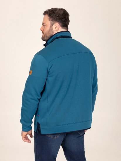 D555 Conway 1 1/4 Zip Neck Fleece Sweatshirt With Bear Logo Teal - Sweatshirts & hoodies - Sweatshirt & Camisolas com Capuz tamanhos grandes