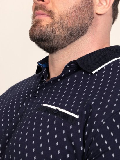 D555 Reid AOP Polo With Jacquard Collar, Pocket And Cuffs Azul-marinho - Pólos - Pólos Tamanhos Grandes Homem