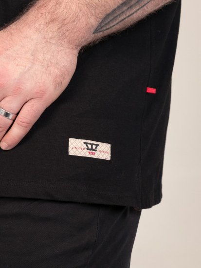 D555 Potts Jersey Polo With Jacquard Collar & Cuffs Preto - Pólos - Pólos Tamanhos Grandes Homem