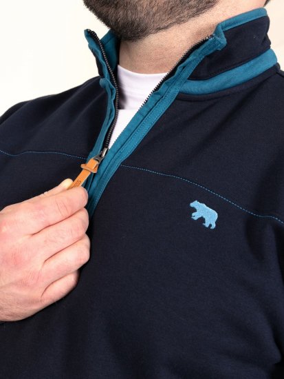 D555 Conway 2 1/4 Zip Neck Fleece Sweatshirt With Bear Logo Azul-marinho - Sweatshirts & hoodies - Sweatshirt & Camisolas com Capuz tamanhos grandes