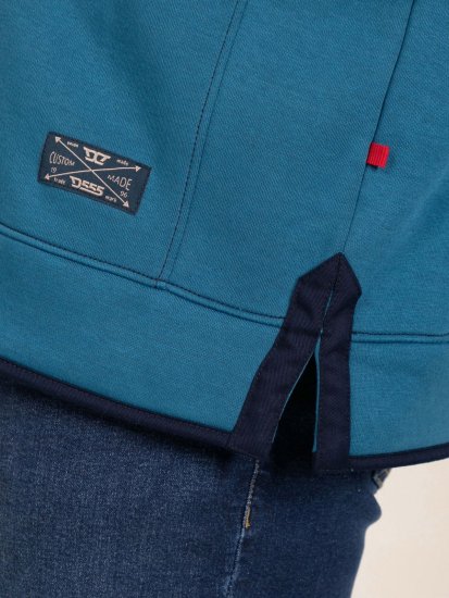 D555 Conway 1 1/4 Zip Neck Fleece Sweatshirt With Bear Logo Teal - Sweatshirts & hoodies - Sweatshirt & Camisolas com Capuz tamanhos grandes