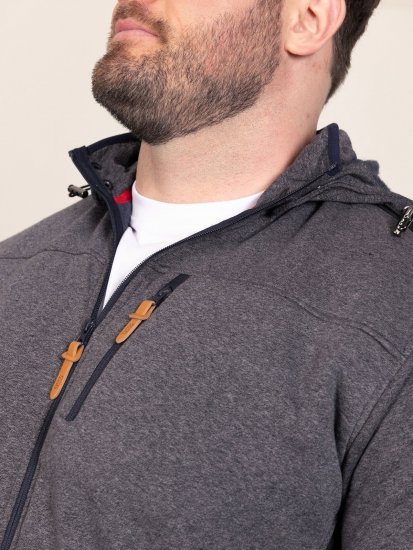 D555 Conrad Detachable Hood Bonded Fleece Zip Through Hoody TALL Azul-marinho - TALL camisolas - Sweatshirts TALL para Homem Alto