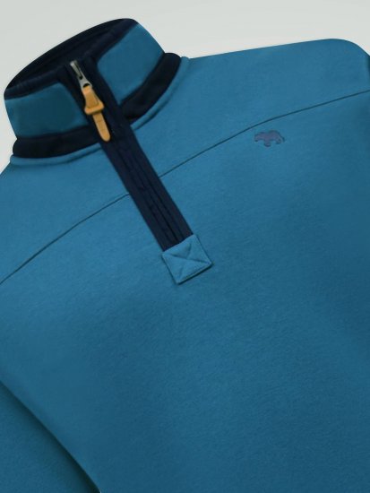 D555 Conway 1 1/4 Zip Neck Fleece Sweatshirt With Bear Logo Teal - Sweatshirts & hoodies - Sweatshirt & Camisolas com Capuz tamanhos grandes