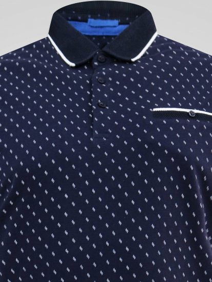 D555 Reid AOP Polo With Jacquard Collar, Pocket And Cuffs Azul-marinho - Pólos - Pólos Tamanhos Grandes Homem