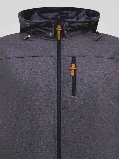 D555 Conrad Detachable Hood Bonded Fleece Zip Through Hoody TALL Azul-marinho - TALL camisolas - Sweatshirts TALL para Homem Alto