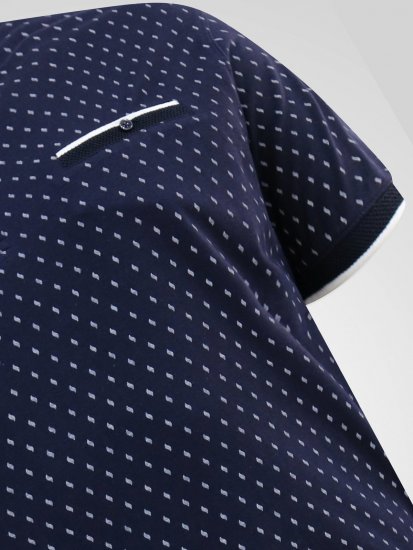 D555 Reid AOP Polo With Jacquard Collar, Pocket And Cuffs Azul-marinho - Pólos - Pólos Tamanhos Grandes Homem