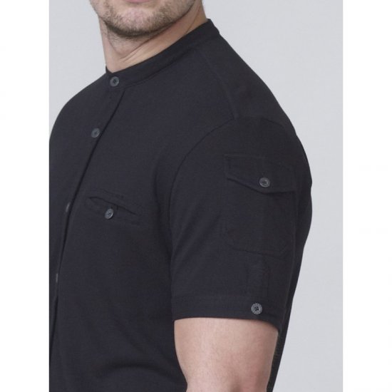 D555 Archer Collarless Shirt Black - Camisas - Camisas Homem Tamanhos Grandes