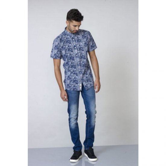 D555 Sheldon Hawaii Shirt Navy - Camisas - Camisas Homem Tamanhos Grandes