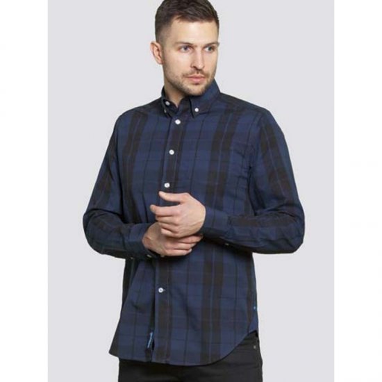 D555 Davenport Long Sleeve Shirt Navy - Camisas - Camisas Homem Tamanhos Grandes