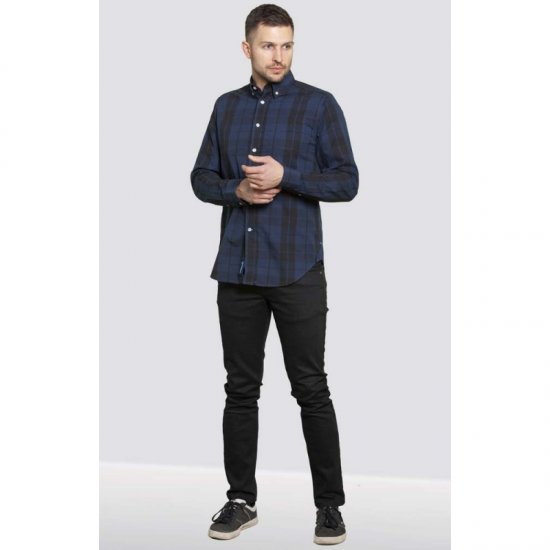 D555 Davenport Long Sleeve Shirt Navy - Camisas - Camisas Homem Tamanhos Grandes