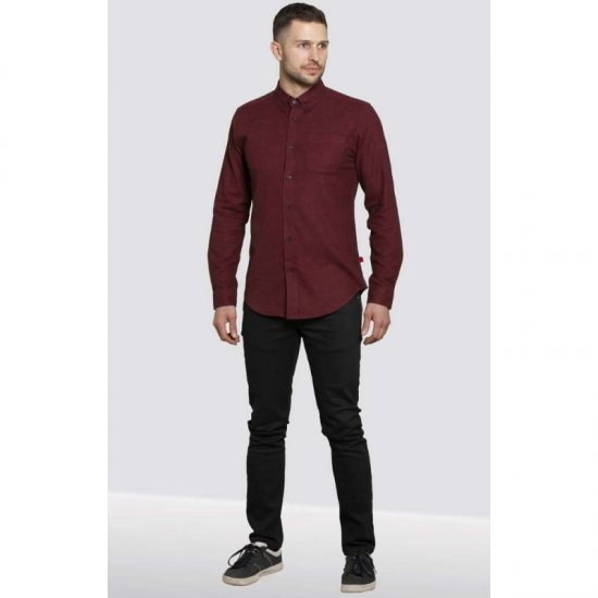 D555 Dawson Textured Shirt Dark Red - Camisas - Camisas Homem Tamanhos Grandes