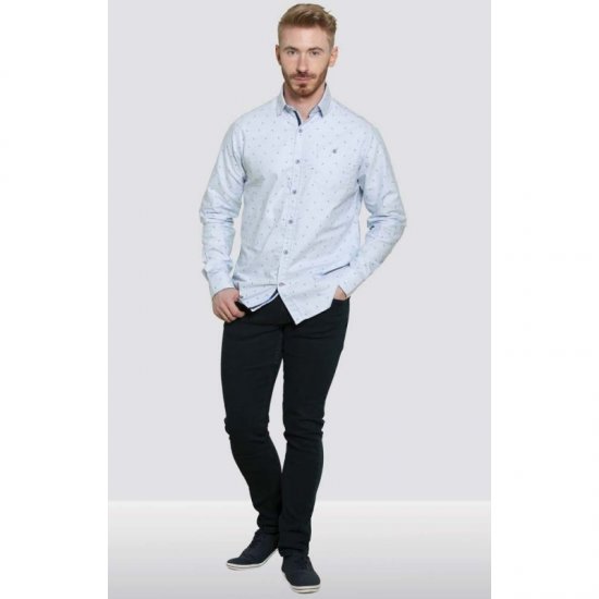 D555 Addington Printed Oxford Shirt Blue - Camisas - Camisas Homem Tamanhos Grandes